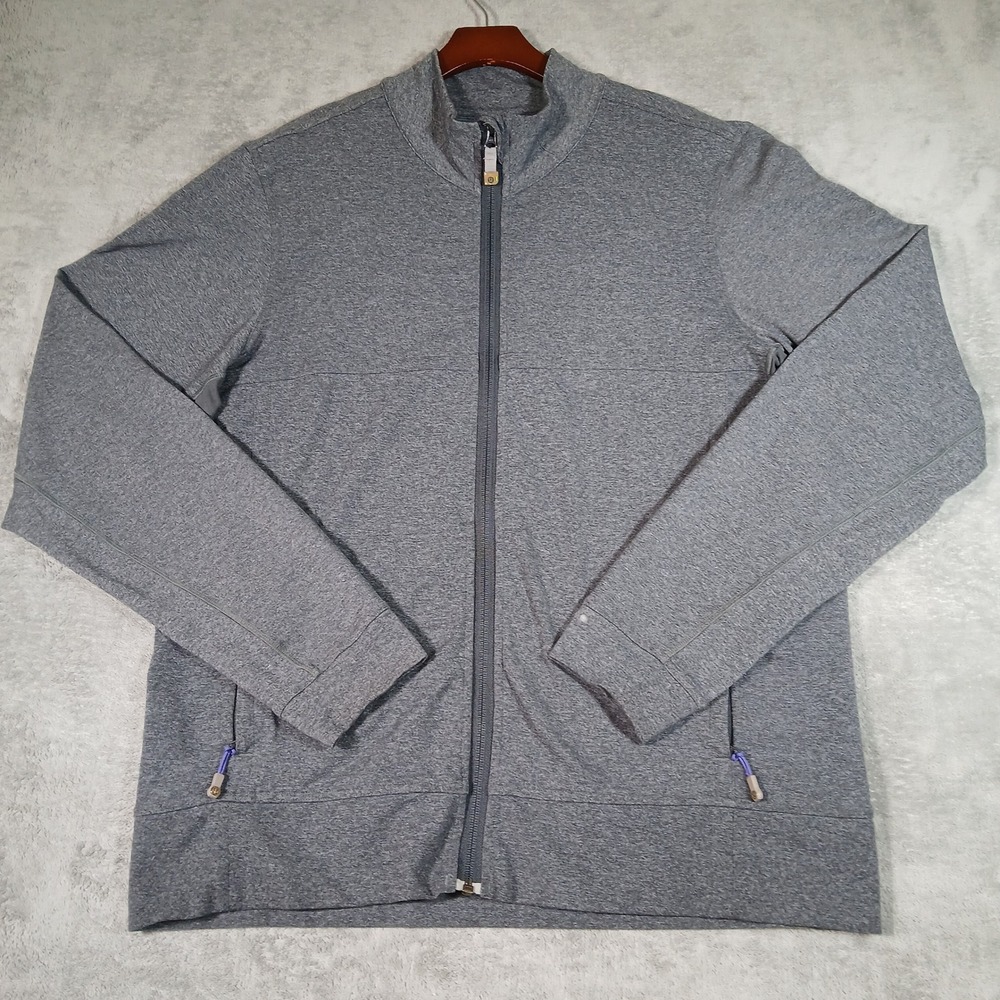 Lululemon Full Zip Jacket Mens L Grey Heathered Athletic Track Mock Neck